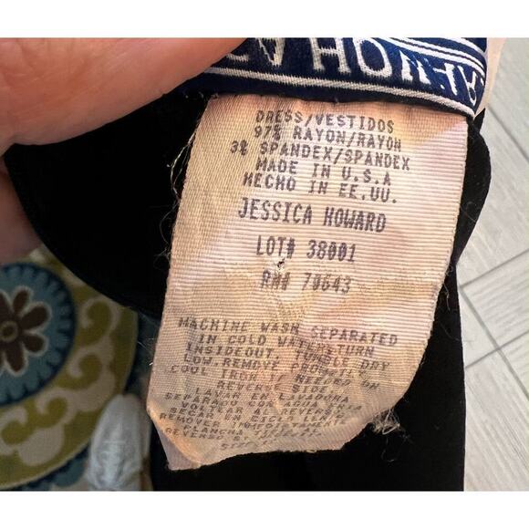 Jessica Howard sz 12 black rayon spandex sheath knee length dress. - Picture 5 of 7